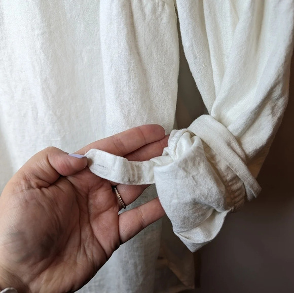 Croft &  Barrow White Linen Blend 1/4 Button Down Collared Top Women 2X Plus - Picture 6 of 8